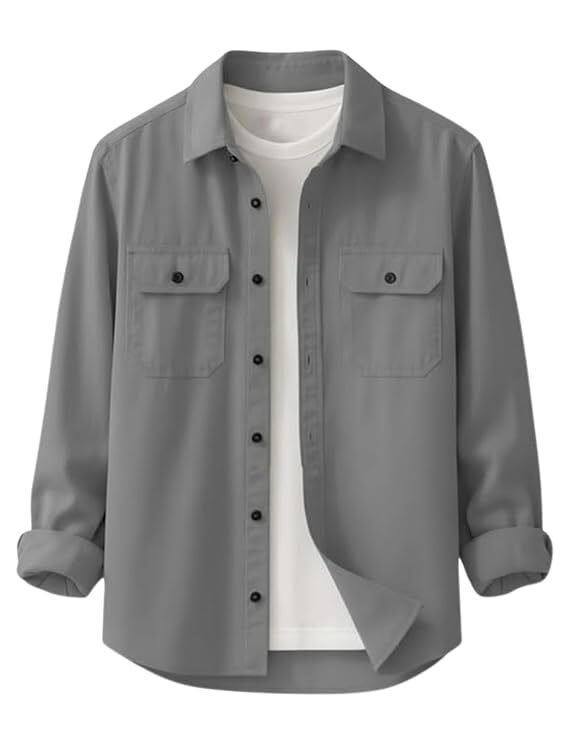DEELMO Men’s Stylish Cotton Blend Casual Shirt || Full Sleeve Button-Down Shirt with Dual Flap Pockets || Comfortable Breathable Fabric || Perfect for Casual Office and Outing Wear